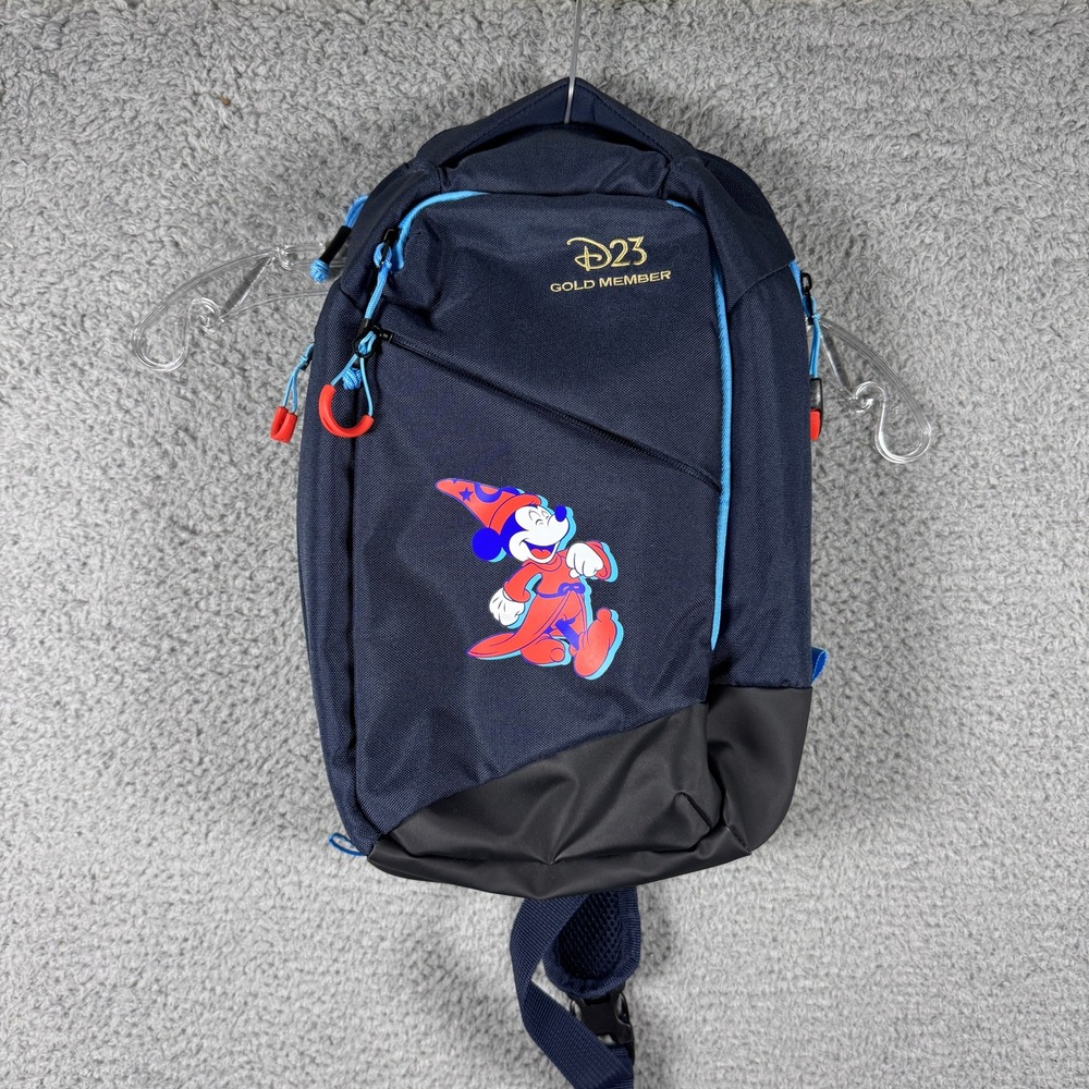 Disney D23 Gold Member Sorcerer Mickey Mouse Sling Backpack Navy Blue Bag